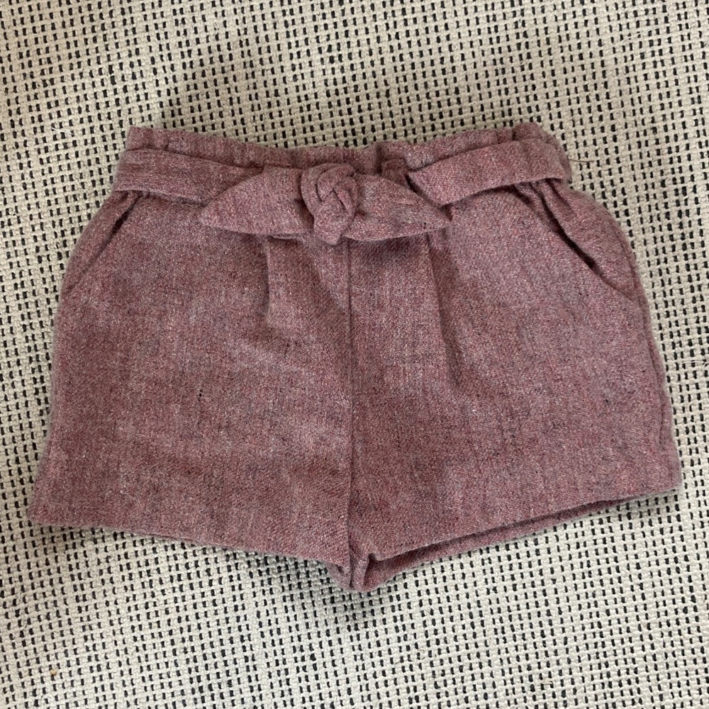 Zara Rose-Brown Paperbag Shorts with Tie Belt